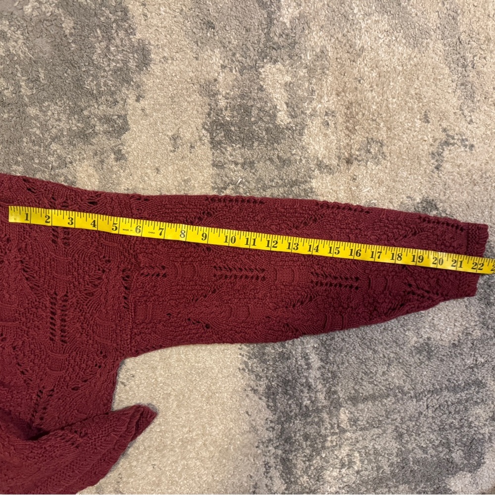 Absolutely Cotton Raspberry Open-Knit V-Neck Sweater - Picture 6 of 6